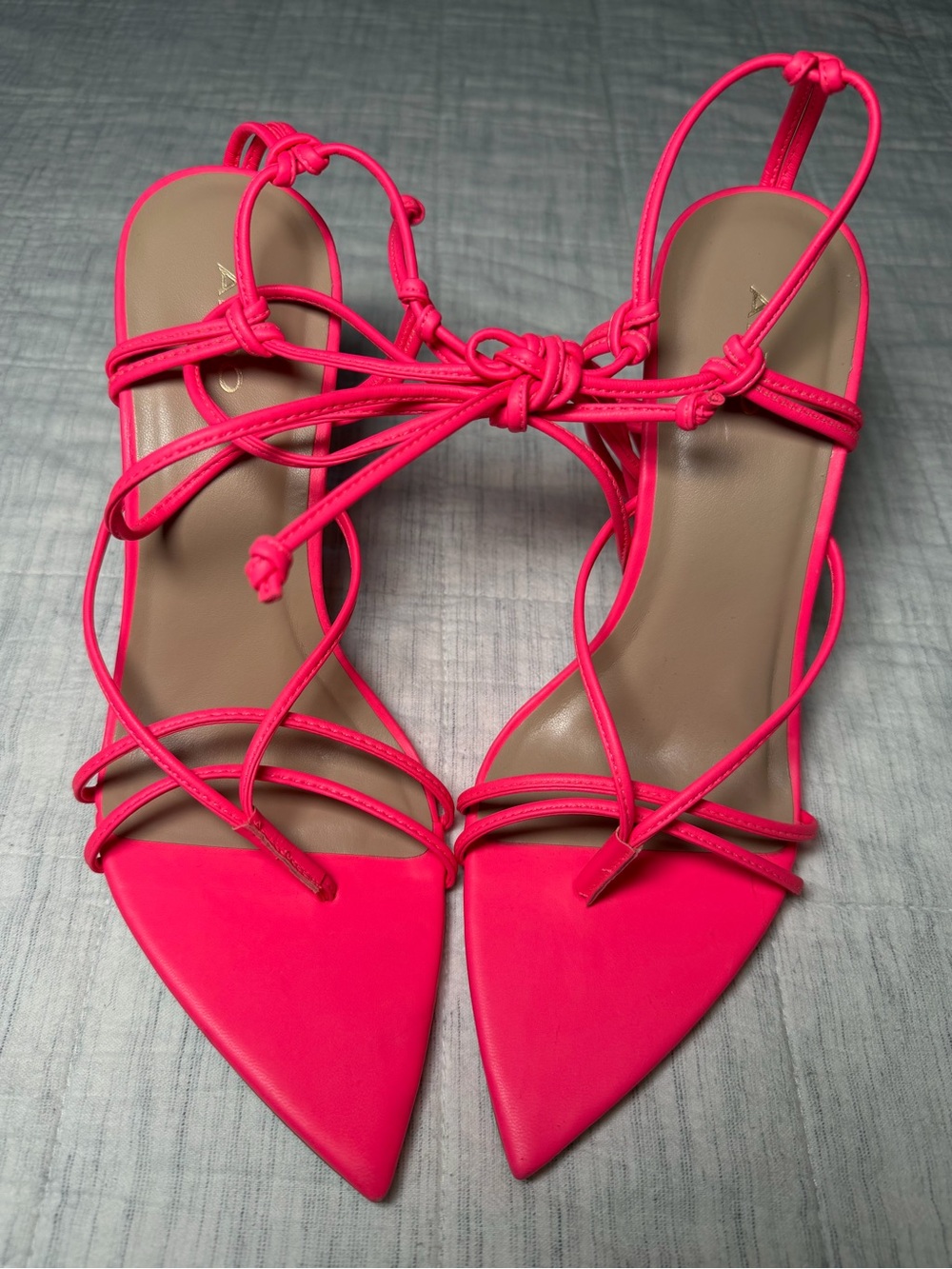 Aldo Neon Pink Strappy Pointed-Toe Heels